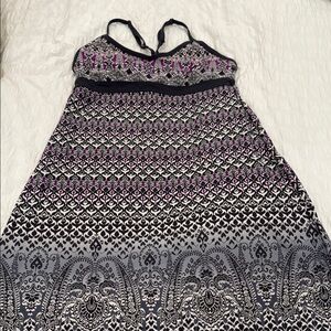 Athleta Black and White Dress with Pink Highlights